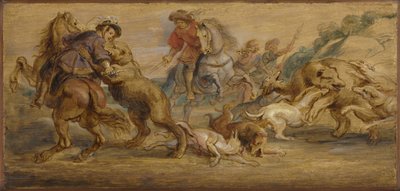 Studie til "The Bear Hunt" (til Alcázar, Madrid), ca. 1639 (olie på træ) af Peter Paul Rubens