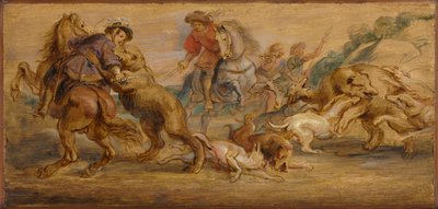 Studie til Bjørnejagten på Alcázar, Madrid, ca. 1639. af Peter Paul Rubens