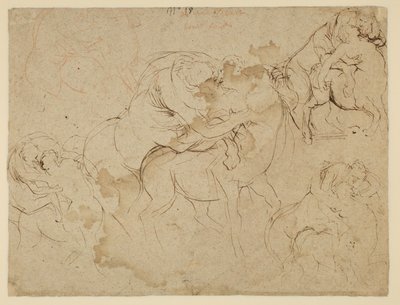 Studie af mandlige figurer og kvindelige kentaurer (Centaurides) (verso) af Peter Paul Rubens