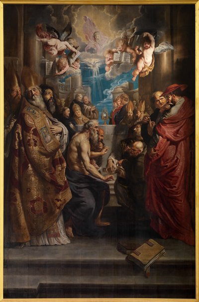 The Dispute of the Holy Sacrament, ca. 1609 (olie på panel) af Peter Paul Rubens