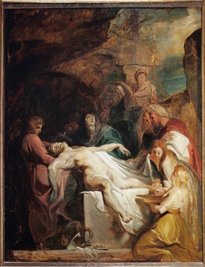 Kristi gravlæggelse (maleri på egetræ) af Peter Paul Rubens