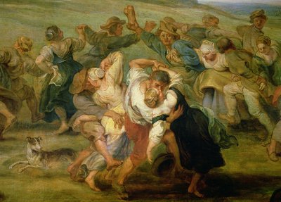 The Kermesse, detalje af bønder, der danser, ca. 1635-38 olie på paneldetalje af 24954 af Peter Paul Rubens