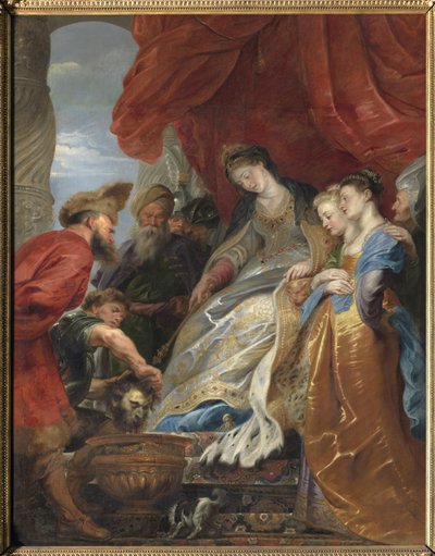 Dronningen af den skytiske Thomyris styrter Cyrus den Stores hoved i en vase fyldt med blod for at hævne sin søn af Peter Paul Rubens