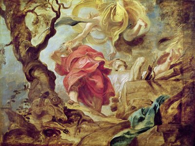 Isaacs offer, skitse til loftsektion i jesuittkirken, Antwerpen, 1620-21 af Peter Paul Rubens