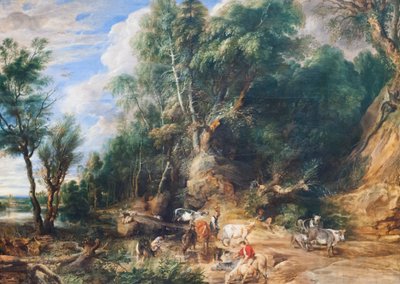The Watering Place, ca. 1615-22 (olie på eg) af Peter Paul Rubens