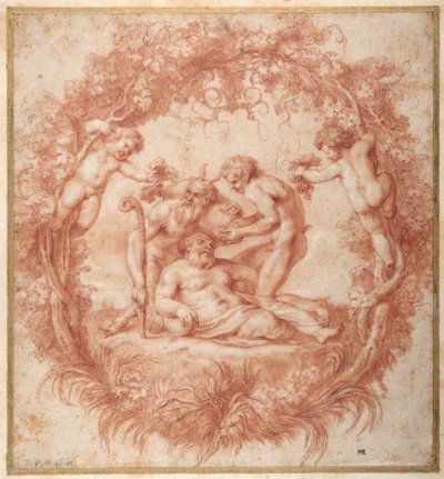 Designet af Tazza Farnese (rødt kridt med gouache på papir) af Peter Paul Rubens