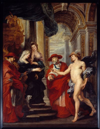 Handelen i Angouleme den 30. april 1619 eller forsoningen af Marie de Medicis (1573-1642) med sin søn Ludvig XIII. Dronningen var i eksil i Blois under "Mor og Søns krig"", hvorunder hun fremkaldte en omvæltning mod konge hendes søn. Cardin af Peter Paul Rubens