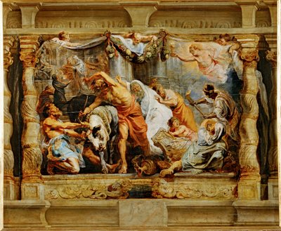 Eukaristiens triumf over afgudsdyrkelse (maleri på lærred) af Peter Paul Rubens