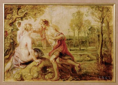 Vertumnus og Pomona (maleri på træ) af Peter Paul Rubens