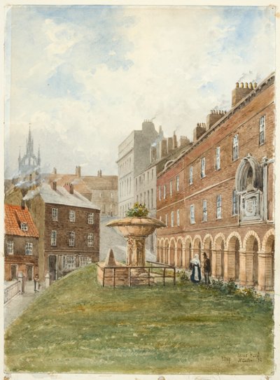 Holy Jesus Hospital, Newcastle upon Tyne (kropsfarve, blyant og akvarel på papir) af Peter Petersen Toft