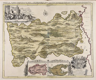 Insula Samos Polycratis reg. et Pythagorae phil. patria ferax gregum terraeq. fictilis, prout hodié sub Turcarum dominio incolitur, ex descriptione potissimum Iosephi Georgirene, Samiorum archiepiscopi, Londini ab eodem editá ... / fec. et exc. Petr. Schen af Peter Schenk the Elder