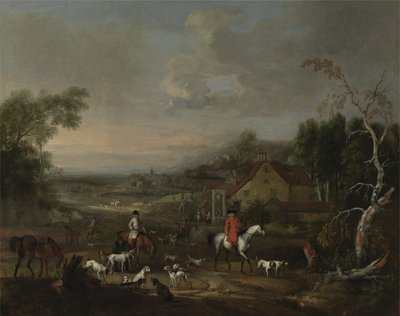 Pastor Jemmet Browne ved et møde mellem rævehunde, ca. 1730 (olie på lærred) af Peter Tillemans