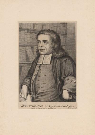 Thomas Hearne, graveret af George Vertue (1683-1756), ca. 1735 af Peter Tillemans