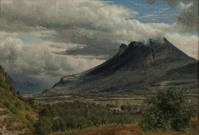 Granier-massivet, udsigt taget fra Cluse de Chambéry 1850 Olie på papir af Peter Vilhelm Carl Kyhn
