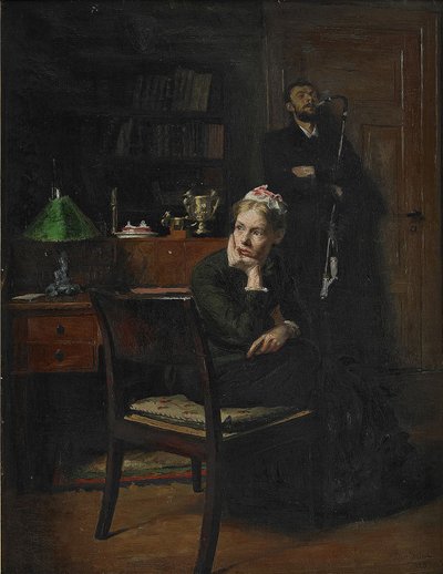Familiescene i et interiør, 1885 af Peter Vilhelm Ilsted