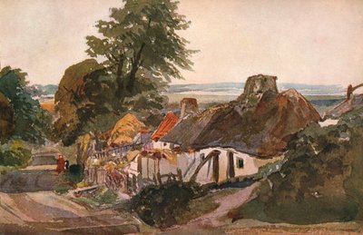 En bane med hytter, c1820 af Peter de Wint