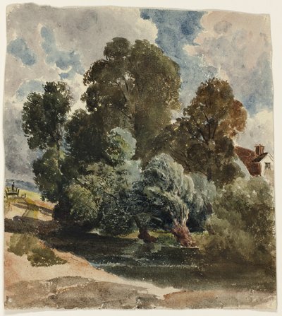 Grove of Trees (recto), Sketch of Aderley Church (verso) af Peter de Wint