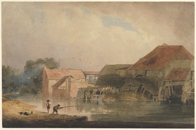 Scene ved floden (Den gamle mølle) af Peter de Wint