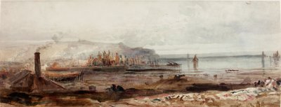 Udsigt over en havn, omkring 1830-1840 (Akvarel) af Peter de Wint