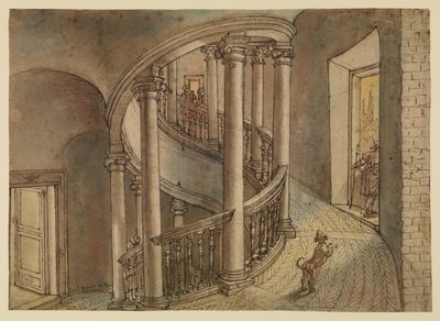 Belvedere-trappen, fra Bramantes Scala di Chiocciola, i Cortile di San Damaso, Vatikanet af Peter van Lint