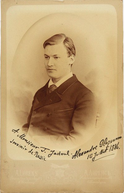 Portræt af komponisten Alexander Glazunov 1865-1936, 1886. af Petersburg . Photo studio Alfred Lorens