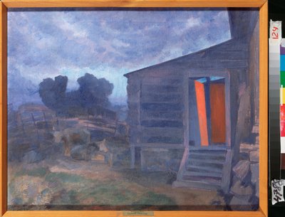 Blue Landscape (Blue Landscape) - Maleri af Pyotr (Piotr, Petr) Savvich Utkin (Utkin) (1877-1934), olie på lærred - russisk kunst af Petr Savvic Utkin