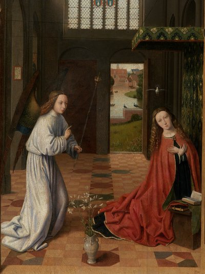 Detalje af Bebudelsen af Petrus Christus