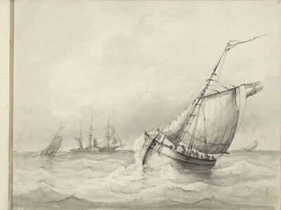 Sejlskibe på havet af Petrus Johannes Schotel (circle of)