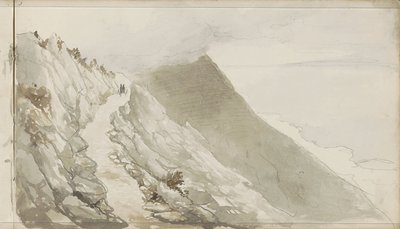 Figurer på en sti langs en klippekyst af Petrus Johannes Schotel