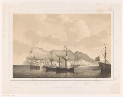 Erobring af Gibraltar Erobringen af ​​Gibraltar af den anglo-hollandske flåde 3. august 1704 / La prize de Gibraltar par un flotte Anglo-Neerlandaise (titel på objektet) af Petrus Johannes Schotel