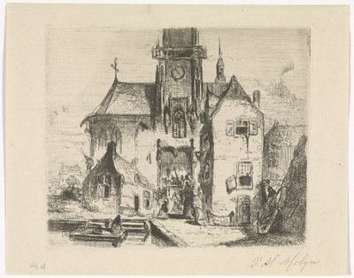 Procession i døren til en kirke af Petrus Marius Molijn
