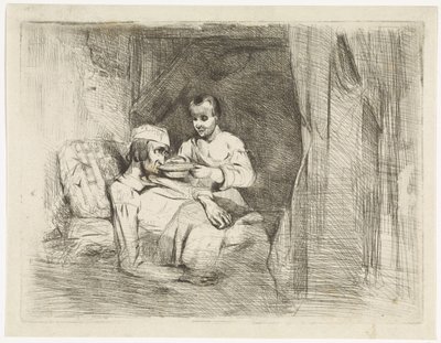 Syg mand får at drikke af Petrus Marius Molijn