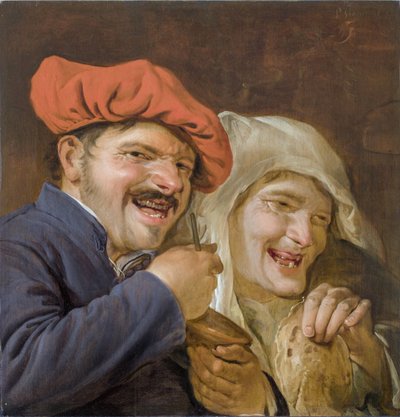 Rommelpot Player (friktromle) - Rommelpot Player af Staverenus, Petrus (aktiv 1634-1654). olie på træ af Petrus Staverenus