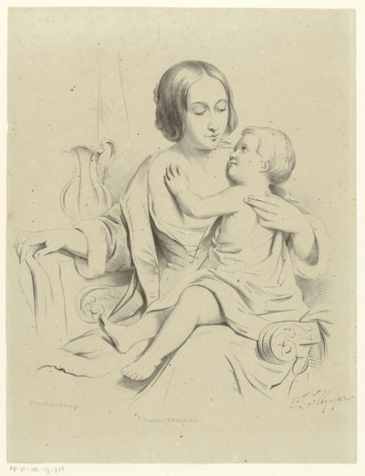 Mor med barn på skødet af Petrus Theodorus van Wijngaerdt