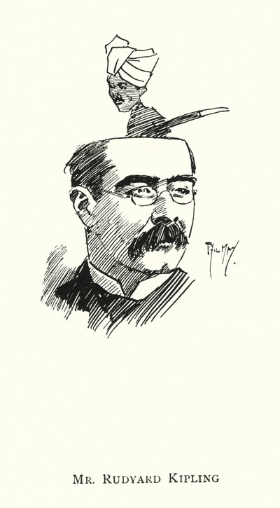 Mr Rudyard Kipling (litho) af Phil May