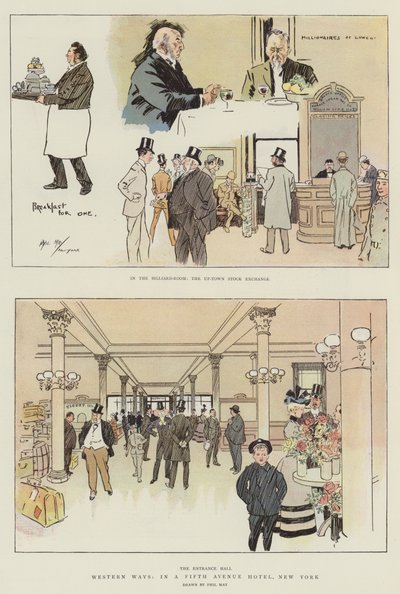 Western Ways, på et Fifth Avenue Hotel, New York (chromolitho) af Phil May