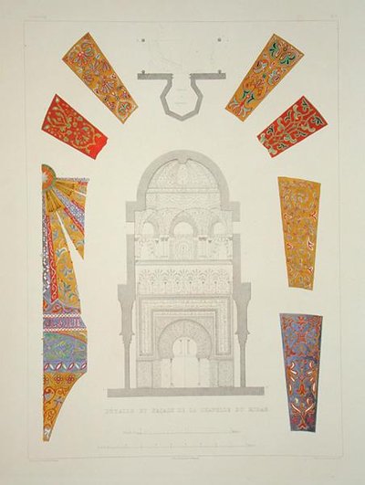 Detaljer og facade af kapellet Mirah, fra 