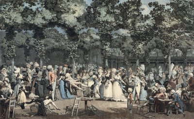 Den offentlige promenade ved Palais-Royal af Philibert Louis Debucourt