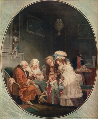 Komplimentet eller nytårsmatinéen, 1887, 1916 af Philibert Louis Debucourt