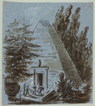 Natlig begravelse nær pyramide af Philibert Louis Debucourt