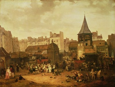 Glæde sig i Les Halles for at fejre Dauphin Louis fra Frankrigs fødsel (1781-89) 21. januar 1781, 1783 af Philibert Louis Debucourt
