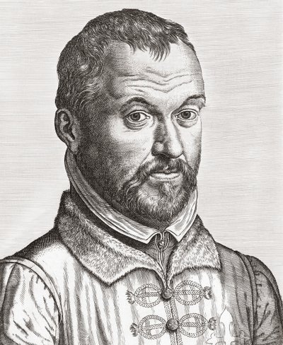 Benito Arias Montano. Portræt. (Print) af Philip (after) Galle
