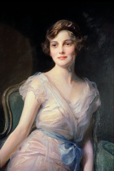 Detalje af Portræt af Miss Leicester-Warren af Philip Alexius de Laszlo
