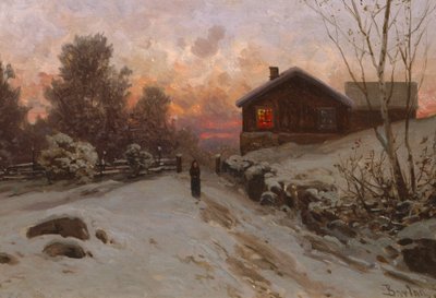 Vinterlandskab med hus af Philip Barlag