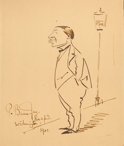 Karikatur af Samuel Bancroft af Philip Burne Jones