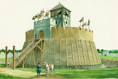 Norman udsigtstårn ved Bramber Castle, West Sussex, c1995-c2009 af Philip Corke