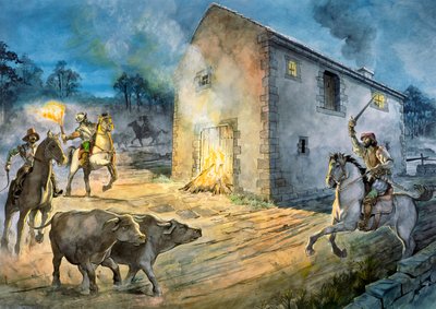 Reivers plyndrer Birdoswald, 1500-tallet, c1990-2010 af Philip Corke