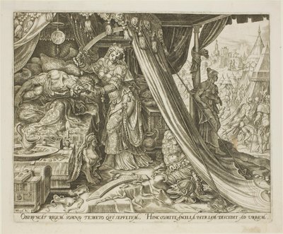 Judith Slaying Holofernes, plade seks fra The Story of Judith and Holofernes af Philip Galle