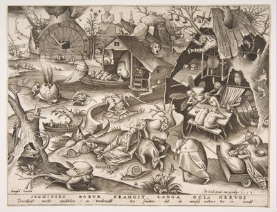Sloth Desidia, fra serien The Seven Deadly Sins, 1558. af Philip Galle