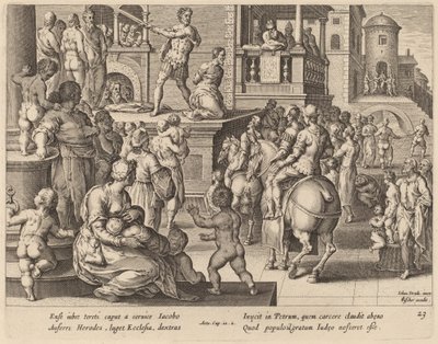 Halshugning af Sankt Jakob af Philip Galle after Jan van der Straet